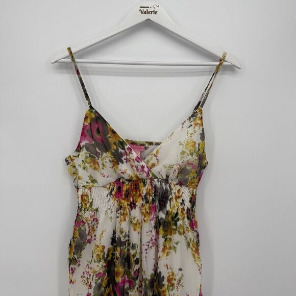 She’s Cool White Multicolor Floral Long Y2k Sundress Dress Size Small Boho - Picture 2 of 8